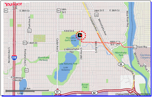 Map directions to Lake Hiawatha Recreation Center